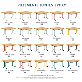 Table Vendée stratifié nuancier pietements
