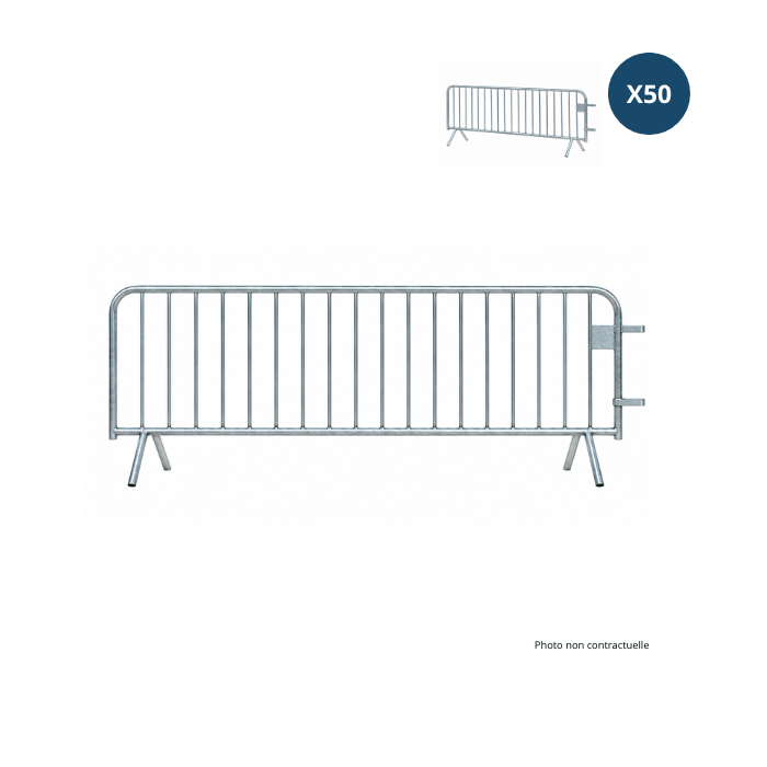 Lot de 50 barrières de Police 18 barreaux longueur 2,5m