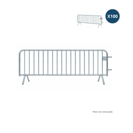 Lot de 100 barrières de Police 18 barreaux longueur 2,5m