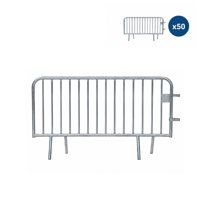 Lot de 50 Barrières de Police 14 barreaux longueur 2m