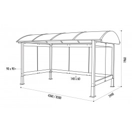 Abri Brindisi double 8,5x2,4m 