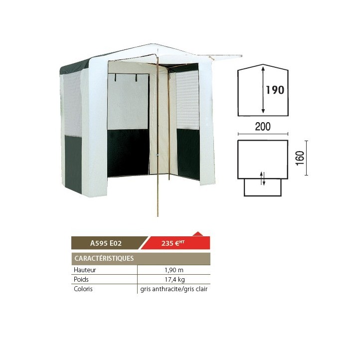 Abri cuisine 200x160xh190cm