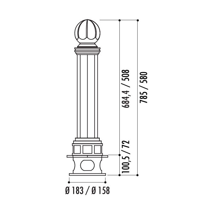 Borne Valencia H,784,9mm Fixe