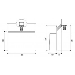 Combi sport poteau 80x80mm galvanisé - hauteur panier 260cm