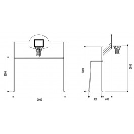 Combi sport poteau 80x80mm galvanisé - hauteur panier 280cm