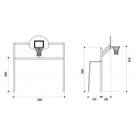 Combi sport poteau 80x80mm galvanisé + PEINTURE - hauteur panier 305 cm