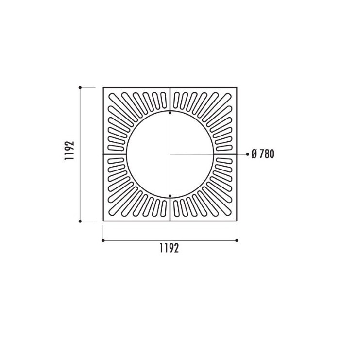 Grille d'arbre Cuadrado 1192 x 1192 mm