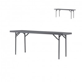 Table pliante 180 cm gris foncé, plastique, résistante, solide, polyéthylène HDPE pur, recyclable, table 8 personnes