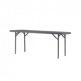 Table pliante 150 cm gris foncé, plastique, résistante, solide, polyéthylène HDPE, pur recyclable, table 4 personnes