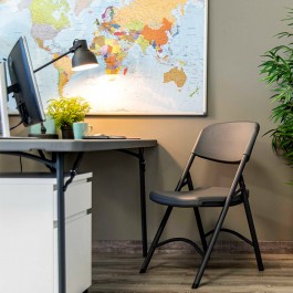 Table pliante 120 cm gris foncé, plastique, résistante, solide, polyéthylène HDPE, pur recyclable, table 4 personnes