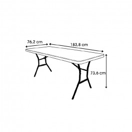 Tables pliantes, gris anthracite 183x76cm, plastique, résistante, solide, polyéthylène HDPE pur, recyclable, table 6 personnes