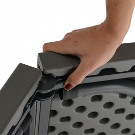 Table valise 180 cm gris foncé, plastique, résistante, solide, polyéthylène HDPE, pur recyclable, table 8 personnes