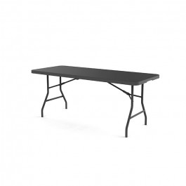 Table valise 180 cm gris foncé, plastique, résistante, solide, polyéthylène HDPE, pur recyclable, table 8 personnes
