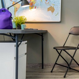 Table carré pliante 90 cm gris foncé, plastique, résistante, solide, polyéthylène HDPE, pur recyclable, table 4 personnes
