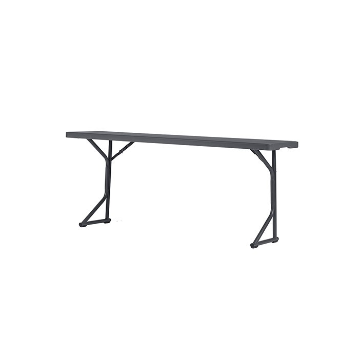 Table pliante 183 cm gris foncé, plastique, résistante, solide, polyéthylène HDPE, pur recyclable, table 3 personnes