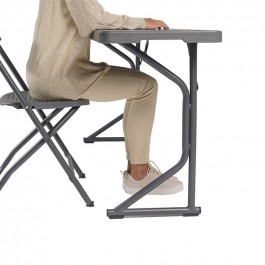 Table pliante 183 cm gris foncé, plastique, résistante, solide, polyéthylène HDPE, pur recyclable, table 3 personnes