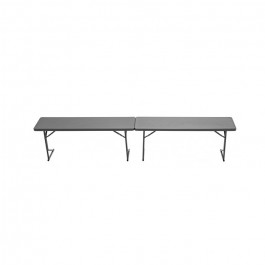 Table pliante 183 cm gris foncé, plastique, résistante, solide, polyéthylène HDPE, pur recyclable, table 3 personnes
