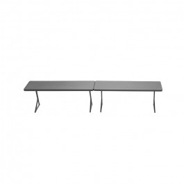 Table pliante 183 cm gris foncé, plastique, résistante, solide, polyéthylène HDPE, pur recyclable, table 3 personnes