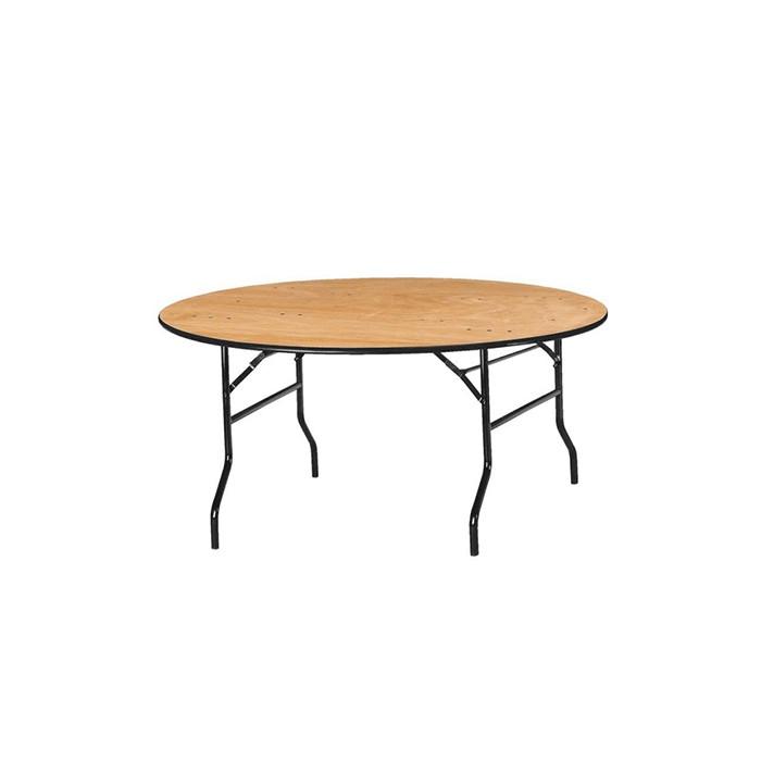 Table de réception ronde en bois ⌀182cm chant PVC pliante Table de réception ronde en bois ⌀182cm chant PVC pliante