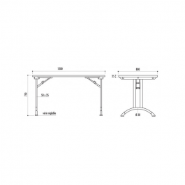 Table Alsace stratifié 120x80cm traiteur