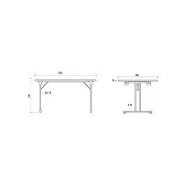 Table Berry mélaminé160x80cm dimensions