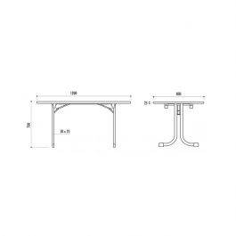 Table Vendée mélaminé 120x80cm dimensions