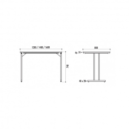Table Massa mélaminé 160x80cm dimensions
