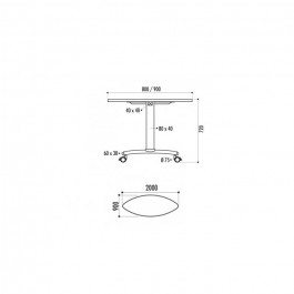 Table Basculante ovale 200x90cm