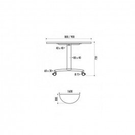 Table Fix demi-lune ⌀140cm