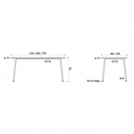 Table congrès oblong 240x102cm