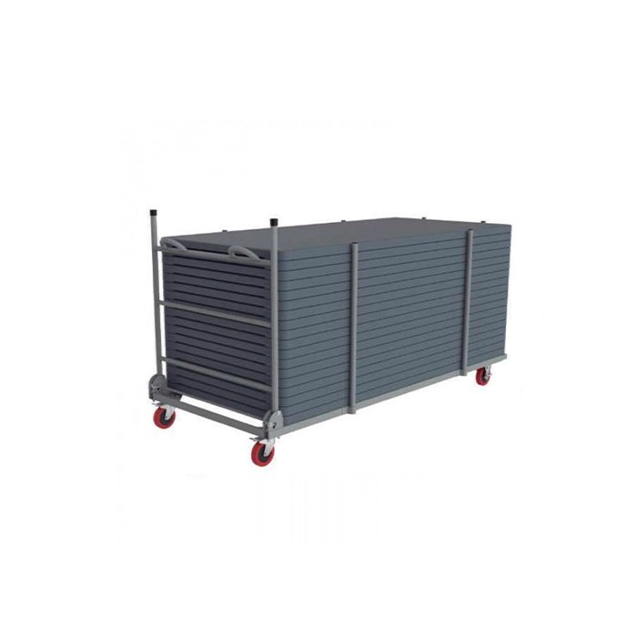 Chariot de transport  ZOWN-Maxchief pour tables rectangulaires largeur 90cm .En acier peint gris. , résistante.