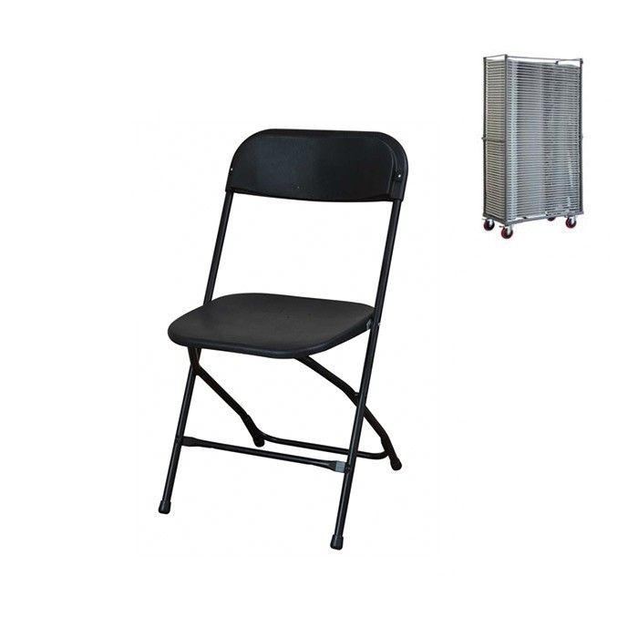 Lot de 60 chaises pliantes Auteuil accrochables M2 + chariot de stockage