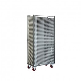 chaises pliantes Auteuil accrochables M2 + chariot de stockage, gris, plastique, solide, polyéthylène HDPE pur, recyclable