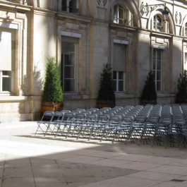 chaises pliantes Auteuil accrochables M2 + chariot de stockage, gris, plastique, solide, polyéthylène HDPE pur, recyclable