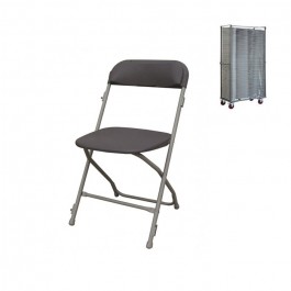 Lot de 60 chaises pliantes Auteuil accrochables M2 + chariot de stockage