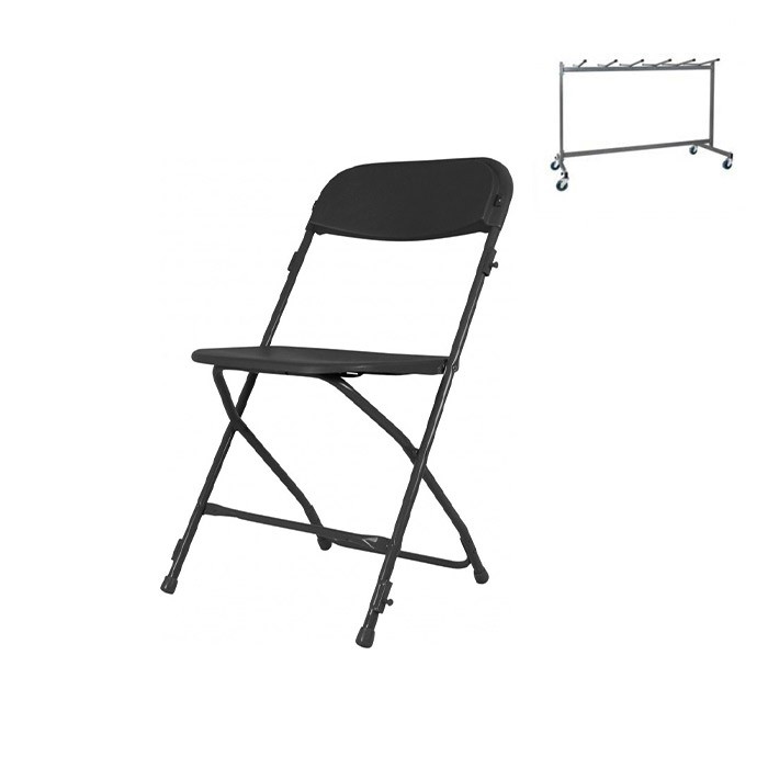 Lot de 48 chaises Auteuil accrochables M2 + chariot de stockage