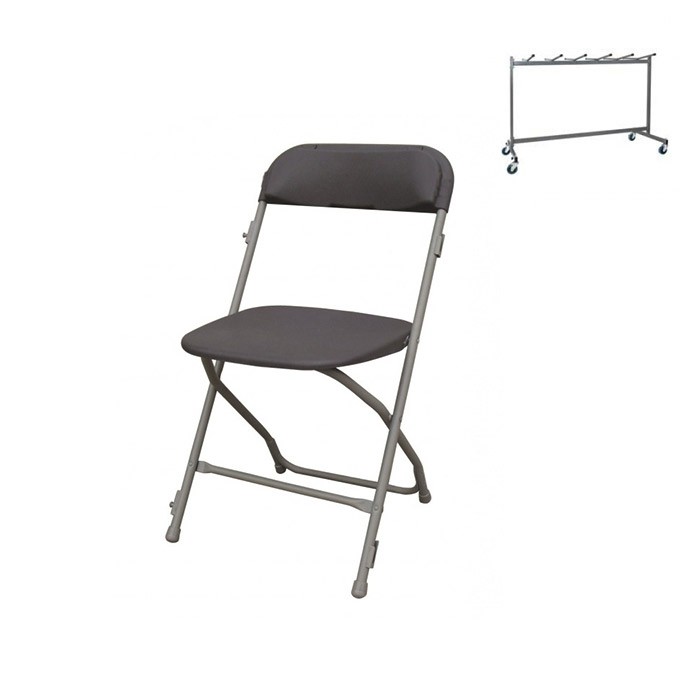 Lot de 48 chaises Auteuil accrochables M2 + chariot de stockage