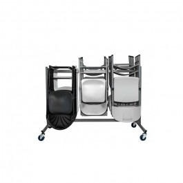 chaises pliantes Auteuil accrochables M2 + chariot de stockage , gris, plastique, solide, polyéthylène HDPE pur, recyclable