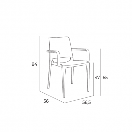 Fauteuil empilable Hall - dimensions