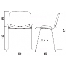 Chaise empilable Iso non accrochable en polypropylène M2