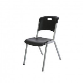Chaise empilable, noir  plastique, résistante, solide, confort, Poids : 5.4 kg polyéthylène HDPE pur, recyclable