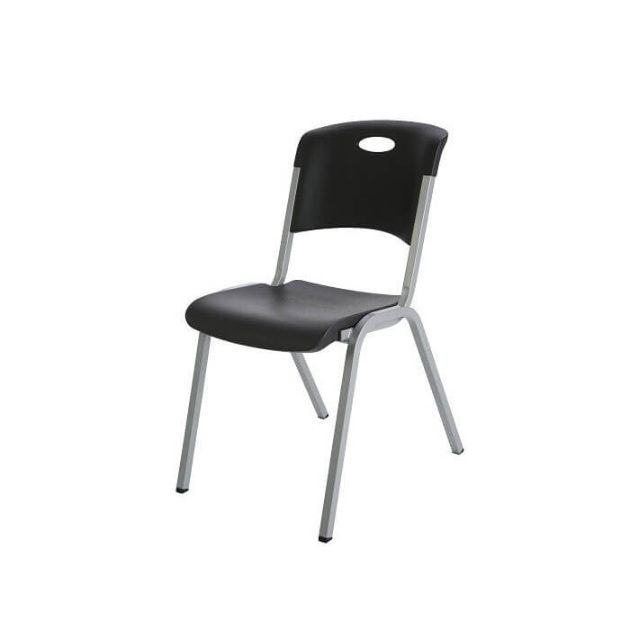 Chaise empilable, noir  plastique, résistante, solide, confort, Poids : 5.4 kg polyéthylène HDPE pur, recyclable