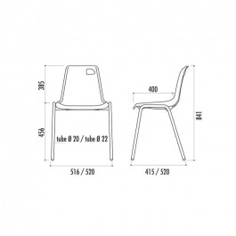Chaise empilable Vanoise accrochable M2 Ø22mm