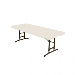 Table enfant pliante, beige 183x76cm hauteur ajustable, plastique, solide, polyéthylène HDPE pur, recyclable, table 6 personnes