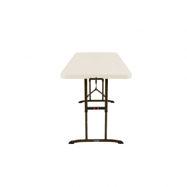 Table enfant pliante, beige 183x76cm hauteur ajustable, plastique, solide, polyéthylène HDPE pur, recyclable, table 6 personnes