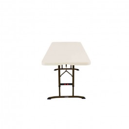 Table enfant pliante, beige 183x76cm hauteur ajustable, plastique, solide, polyéthylène HDPE pur, recyclable, table 6 personnes