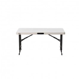 Table enfant pliante, beige 122x60cm hauteur ajustable, plastique, solide, polyéthylène HDPE pur, recyclable, table 4 personnes