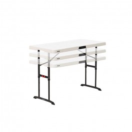 Table enfant pliante, beige 122x60cm hauteur ajustable, plastique, solide, polyéthylène HDPE pur, recyclable, table 4 personnes