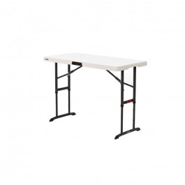 Table enfant pliante, beige 122x60cm hauteur ajustable, plastique, solide, polyéthylène HDPE pur, recyclable, table 4 personnes