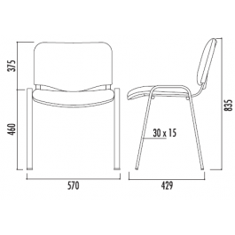 Chaise empilable Iso non accrochable en tissu M2